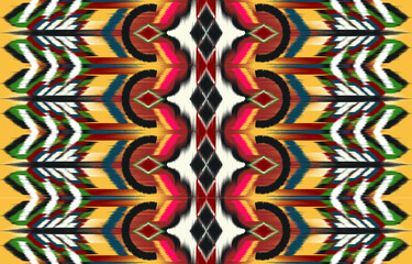 Oriental traditional ikat ethnic textile pattern Design for book cover,background,carpet,wallpaper,clothing,wrapping,Batik,fabric,Vector illustration embroidery style.