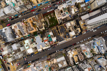 Top down view of Hong Kong city