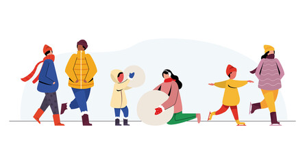 Winter people - Banner set of elements