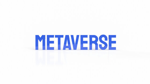 The blue metaverse text on white background for business or technology  concept 3d rendering.