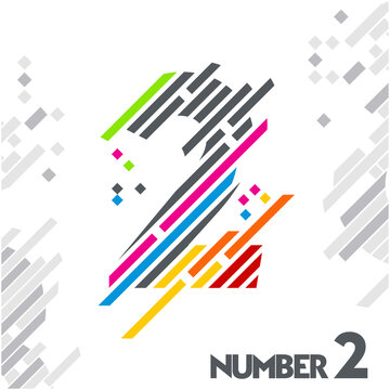 free vector number 2 with unique designs of color stripes