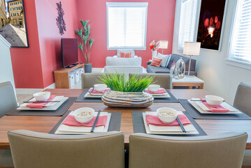Modern dining room in luxury house.