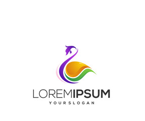 Modern gradient color oil swan mascot logo vector
