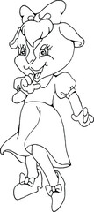 vector Cute cartoon sheep girl