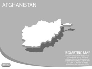 white isometric map of Afghanistan elements gray
 background for concept map easy to edit and customize. eps 10