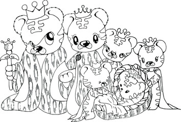 vector Cute cartoon tiger king family