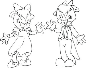 vector Cute cartoon sheep boy and girl