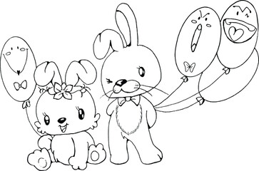 vector Cute cartoon rabbit with balloon