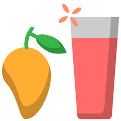 Vector mango juice flat icon, food and drink related 64x64 Pixel, whitebackground