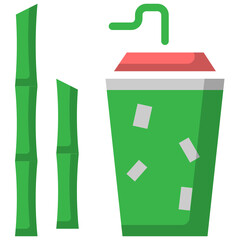 Vector sugarcane juice flat icon, food and drink related 64x64 Pixel, whitebackground