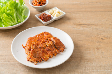 grilled pork marinated Kochujang sauce in Korean style with vegetable and kimchi
