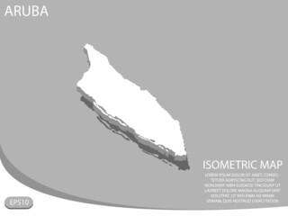 white isometric map of Aruba elements gray
 background for concept map easy to edit and customize. eps 10