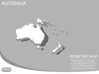 white isometric map of Australia elements gray
 background for concept map easy to edit and customize. eps 10