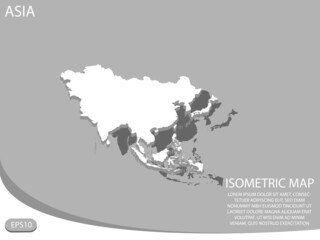 white isometric map of Asia elements gray
 background for concept map easy to edit and customize. eps 10