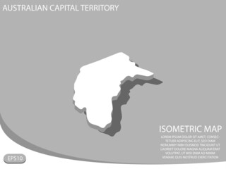 white isometric map of Australian Capital Territory elements gray
 background for concept map easy to edit and customize. eps 10