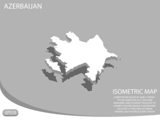 white isometric map of Azerbaijan elements gray
 background for concept map easy to edit and customize. eps 10
