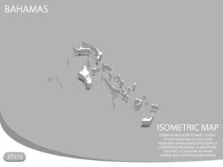 white isometric map of Bahamas elements gray
 background for concept map easy to edit and customize. eps 10