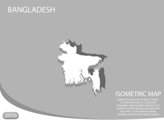 white isometric map of Bangladesh elements gray
 background for concept map easy to edit and customize. eps 10