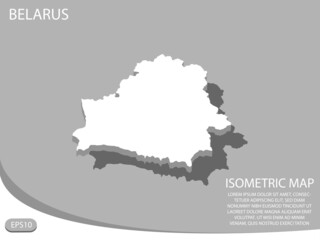 white isometric map of Belarus elements gray
 background for concept map easy to edit and customize. eps 10