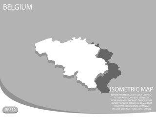 white isometric map of Belgium elements gray
 background for concept map easy to edit and customize. eps 10