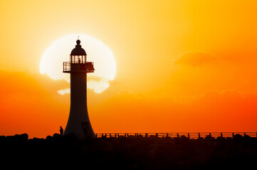 Sunrise scenery at Sacheon Port in Gangneung, South Korea.