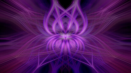 abstract neon purple flower. bright rays background. psychedelic purple background