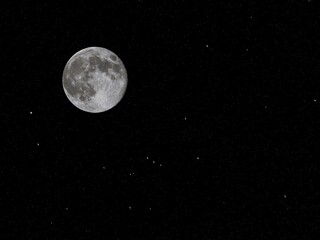 Obraz na płótnie Canvas full moon on black starry black sky 
