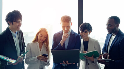 Group of multi racial people meeting in the office. Global business. Teamwork of business. Diversity.