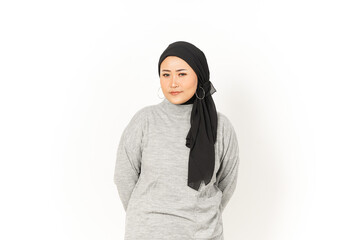 Sad of Beautiful Asian Woman Wearing Hijab Isolated On White Background