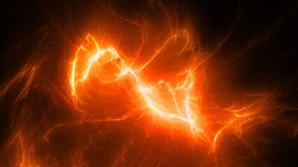 Fiery glowing high energy plasma energy field in space - obrazy, fototapety, plakaty