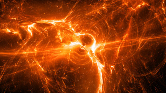 Fiery glowing multidimensional plasma in space