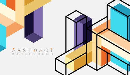 Abstract background. 3d cubes, cubic elements and blocks. Techno or business concept for wallpaper, banner, background, landing page