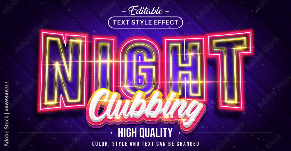 Poster editable text style effect - night clubbing text style theme.