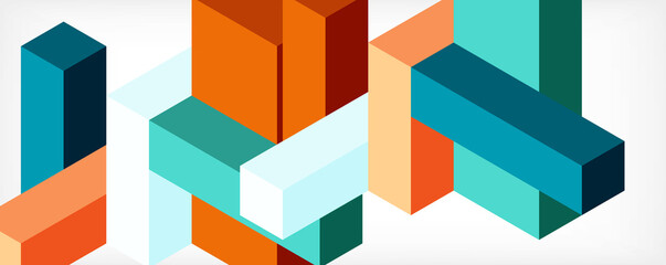 Abstract background. 3d cubes, cubic elements and blocks. Techno or business concept for wallpaper, banner, background, landing page