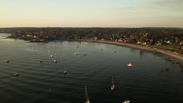 Gorgeous aerial view of Simonton Cove and Willard beach in Portland Maine.