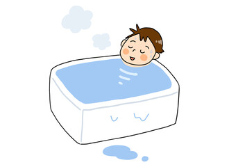 温かいお風呂にゆっくり浸かってリラックスする男の子
