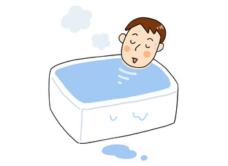 温かいお風呂にゆっくり浸かってリラックスする男の人
