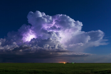 Thunderstorm cumulonimbus cloud with lightning - obrazy, fototapety, plakaty