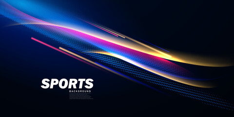 Abstract sports background with motion elements with beautiful dynamic lighting effects.