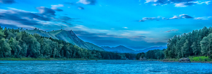 The Chuya and Katun Rivers merge in the mountains. Altai, Siberia, Russia.