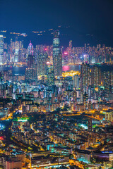 Fototapeta na wymiar Nightscape of the Victoria Harbour and Kowloon area of Hong Kong