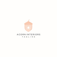 business logo design, acorn illustration logo premium Premium Vector
