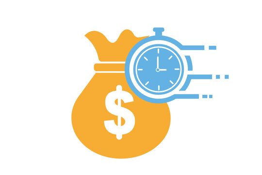 Time is money, compound interest, financial investments stock market, future income growth on white background for website, application, printing, document, poster design, etc. vector EPS10
