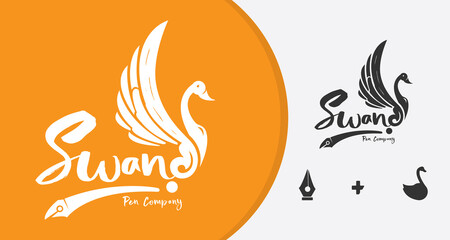 Logo design with elegant swan and pen concept