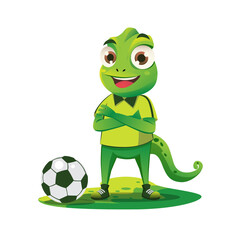 Chameleon Mascot Football Cartoon Illustration