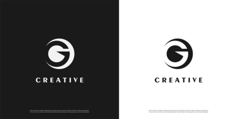letter G logo negative space design, Minimalist G initial based vector icon.