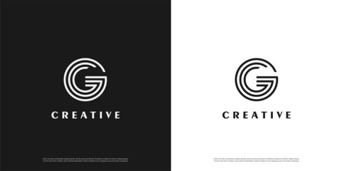 letter G logo line design, Minimalist G initial based vector icon.