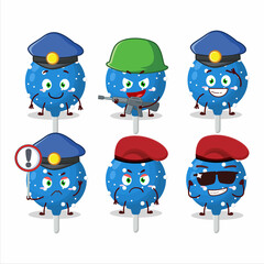 A dedicated Police officer of snowflake blue candy mascot design style