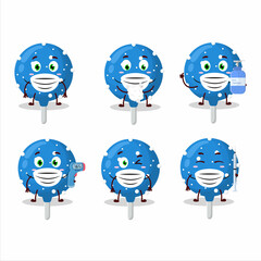 A picture of snowflake blue candy cartoon design style keep staying healthy during a pandemic