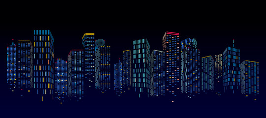 Fototapeta Abstract night City Building Scene, vector illustration obraz